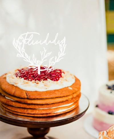 Cake Topper Felicidades Nombre Hojitas